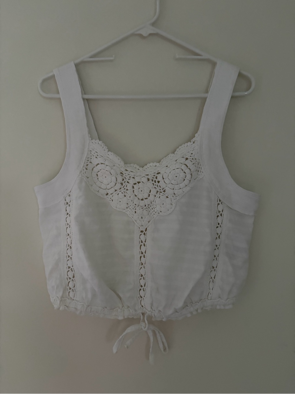 Free People White Crochet Trim Tank Top